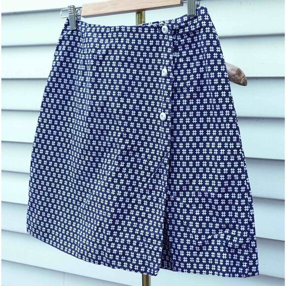 Vintage Century High Waist Navy Blue Hashtag Mini Skirt Skort - Picture 2 of 6
